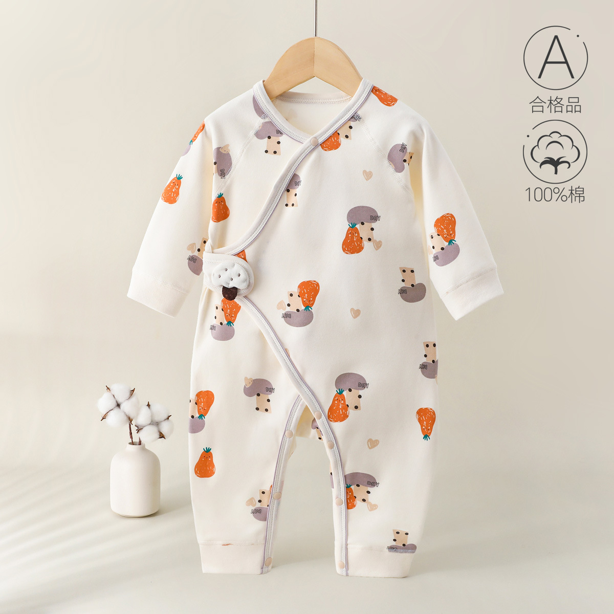 Ropa de bebé recién nacido, algodón puro, primavera y otoño, protección del vientre, 0-6 meses, mameluco de una pieza para bebé, mameluco, mariposa de manga larga