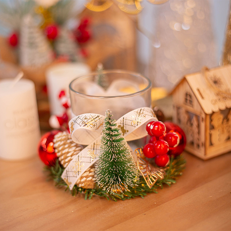 Decoraciones navideñas personalizadas candelabro de plástico navideño flor de simulación guirnaldas de pino atmósfera decoración ornamentos artesanías