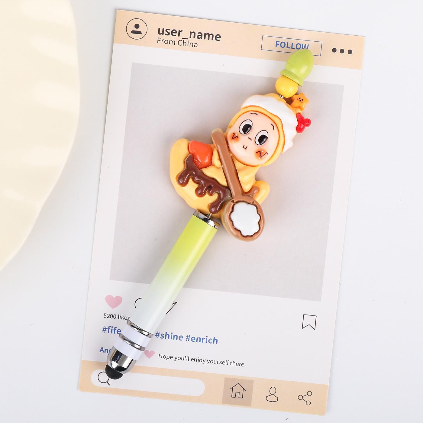 Niños hechos a mano diy teléfono móvil cuentas lápiz de pantalla táctil lápiz de lápiz de lápiz