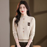 年轻款秋冬针织衫时尚假开衫彩扣半高领毛衣大码宽松妈妈装上衣女，女装针织衫/毛衣，妃慕昵服饰