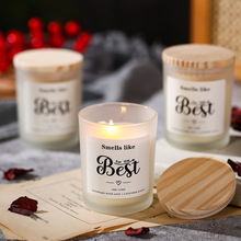 香薰蜡烛白色磨砂木盖高级感玻璃杯无烟大豆蜡手工蜡烛创意伴手礼