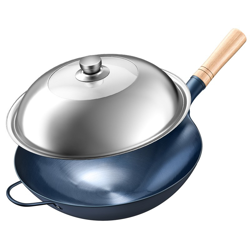 Vintage forjado olla de fondo redondo olla de hierro especial para chef de restaurante olla de cocina de gas doméstica olla de cocina antiadherente sin recubrimiento