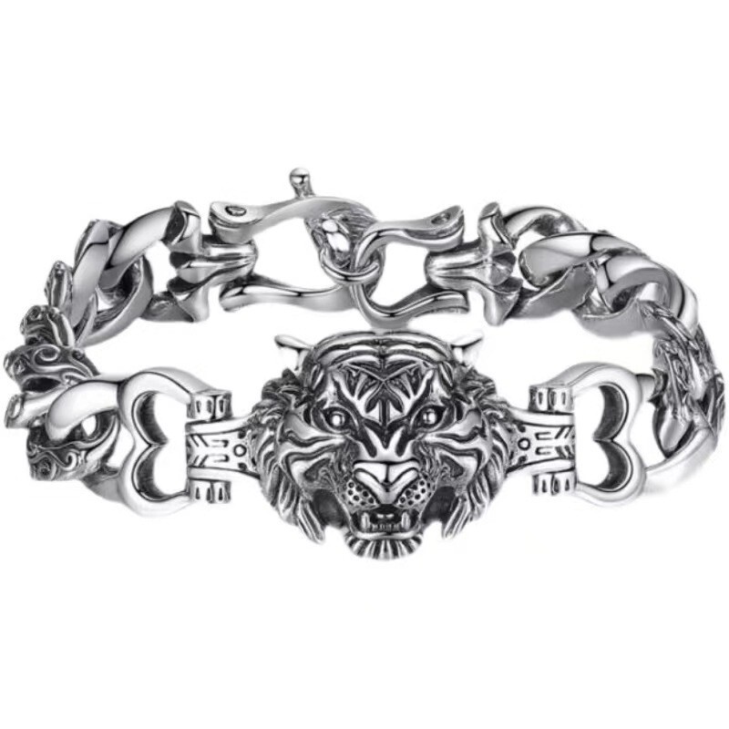 European and American Retro Trendy Men's Creative Bracelets, New Style Tiger Head Personalized Bracelets for the Year of Birth, Wholesale
