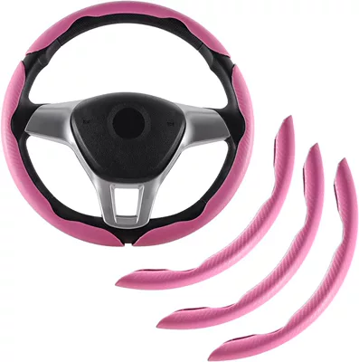 Wheel Clip-On Cover, Universal for – Steering wheel cover - fiber-pink-3-pack-38cm-round