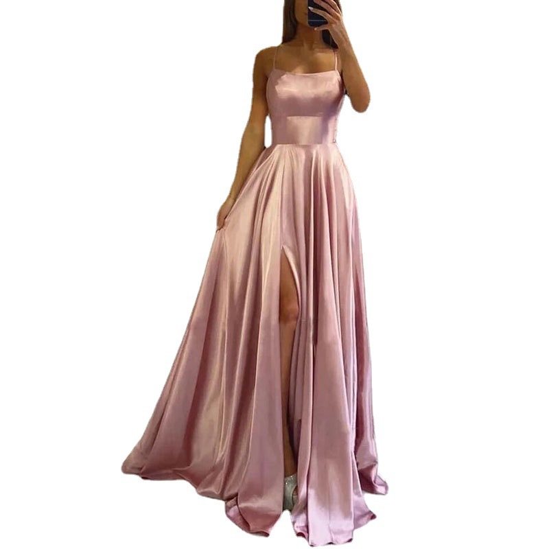 Comercio exterior europeo y americano Amazon AliExpress deseo vestido de noche de las mujeres sexy Correa split simple vestido largo