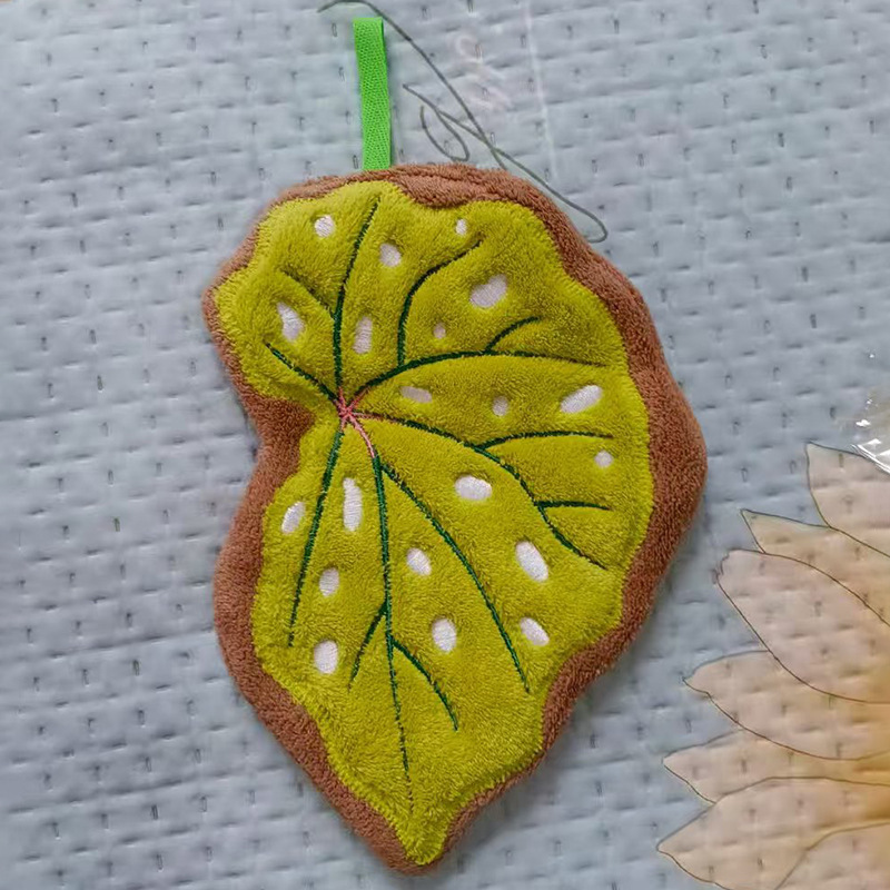 创意树叶擦手巾可爱不易掉毛挂式毛巾珊瑚绒加厚吸水厨房清洁抹布|undefined