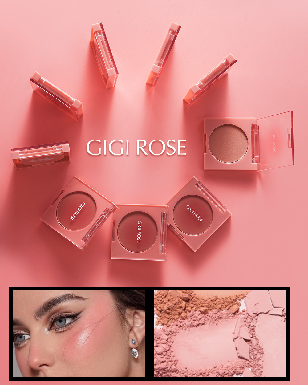 GIGIROSE Blush 2024 New Style Swelling Peach Brightening Blush Contouring Student Affordable Single Color Natural Nude undefined