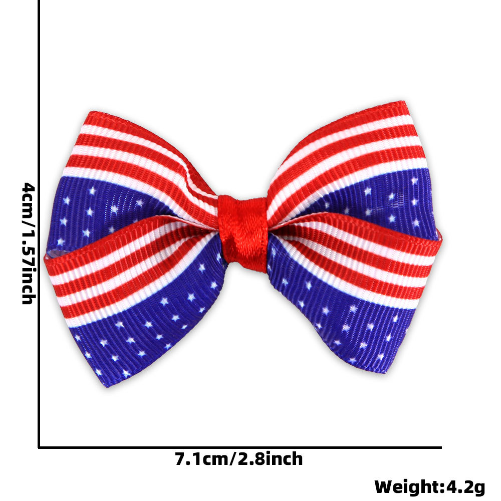 Nueva pinza para el cabello del Día de la Independencia de EE. UU., Clip lateral a rayas rojas, blancas y azules, accesorios para el cabello, estampado de estrellas y rayas femeninas, clip de pico de pato con lazo