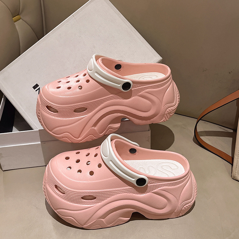 Eva Thick Sole 9cm Hole Shoes Height-increasing Shoes Women's Outer Wear Non-slip Shoe-on Feeling Women's Beach Sandals Summer Eva Thick Sole 9cm Hole Shoes Height-increasing Shoes Women's Outer Wear Non-slip Shoe-on Feeling Women's Beach Sandals Summer