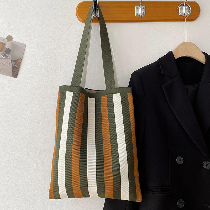 Estilo coreano nicho de diseño de color de contraste de rayas de punto bolso de hombro simple todo partido de gran capacidad bolsa de compras bolso de las mujeres