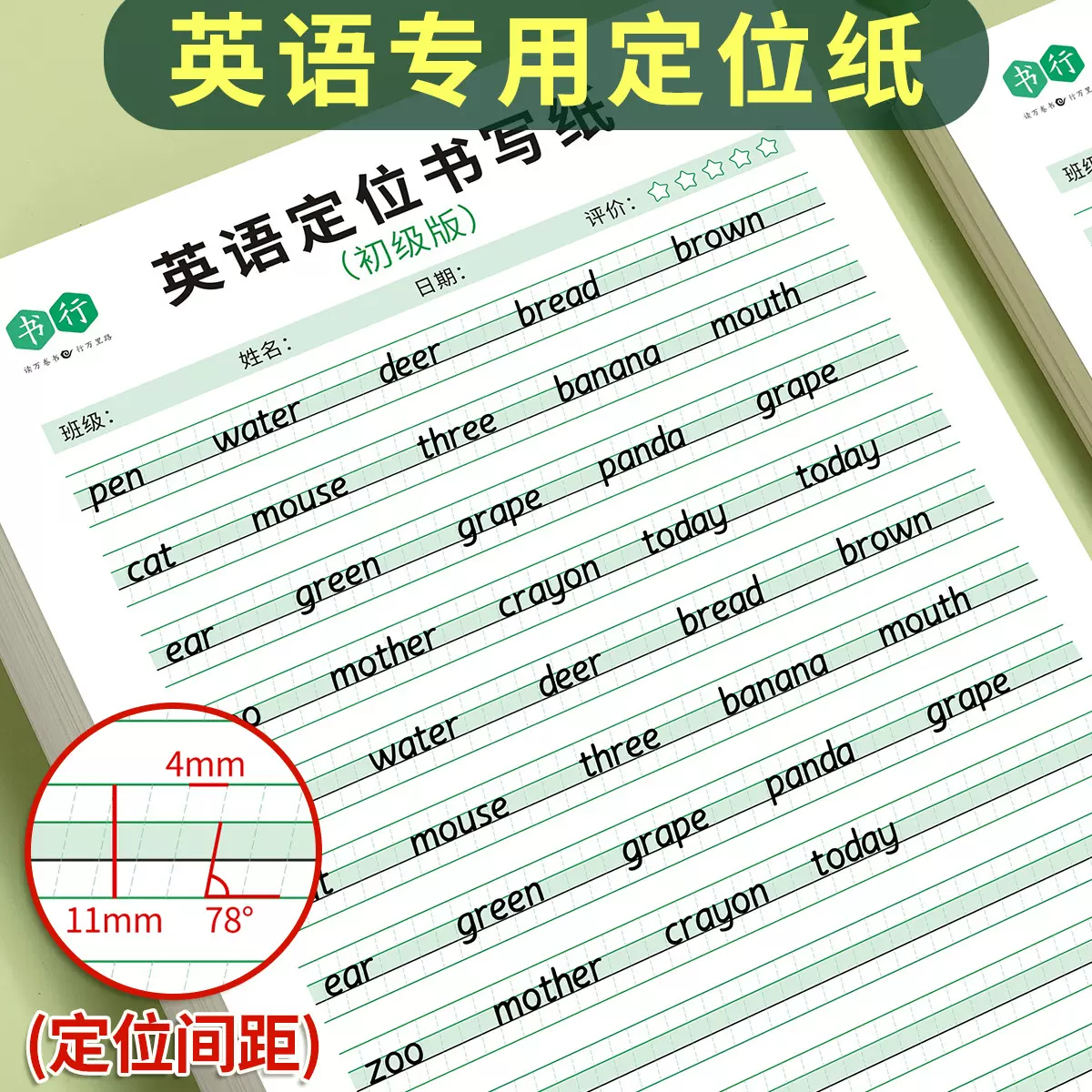 小学生拼音英语定位默写纸英汉互译单子句子作文纸数学竖式计算纸