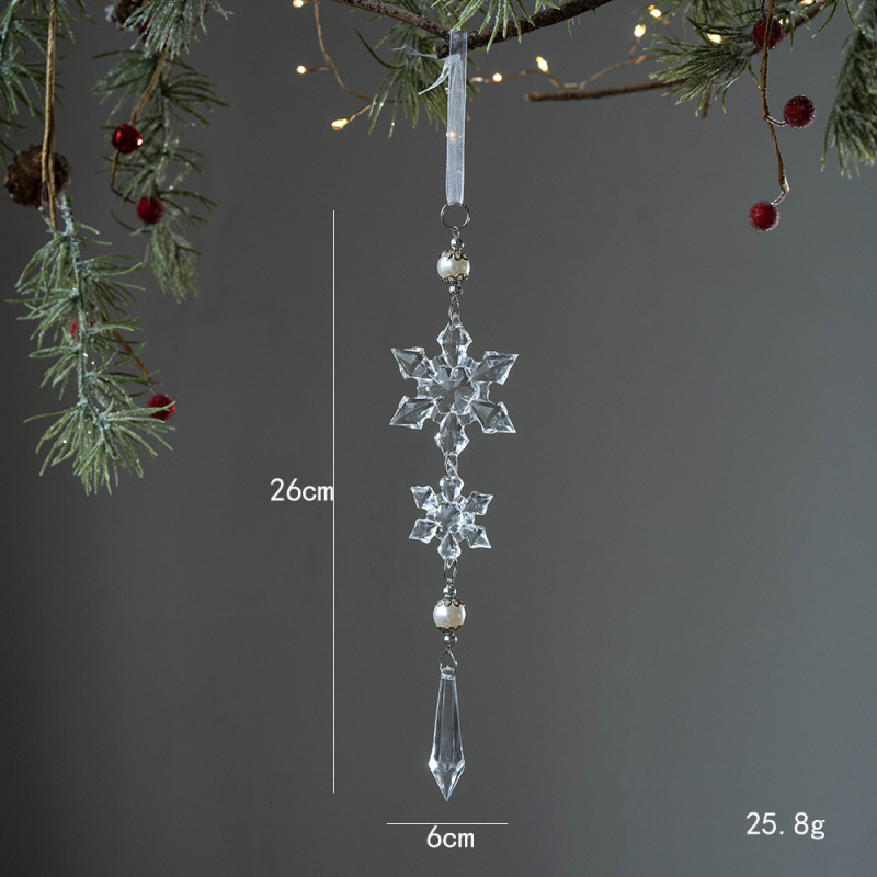 越境新品クリスマスツリー装飾雪花水滴ペンダントクリスマス透明アクリル雪花アクセサリーペンダント|undefined