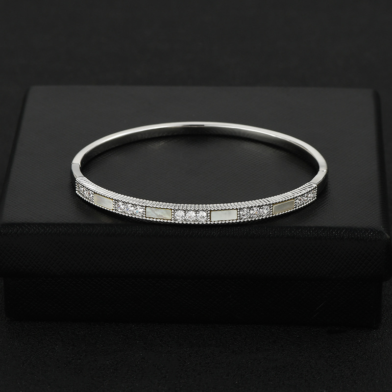 Pulsera de concha de circón súper intermitente con microincrustaciones de oro real, diseño de nicho femenino, estilo japonés y coreano, nueva pulsera al por mayor