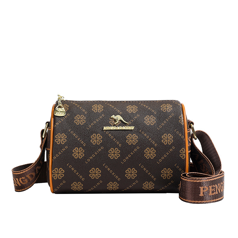 2024 moda nueva bolsa cilíndrica de letras de flores de mujeres bolsas de almohada de impresión letras populares bolsas de madres de mediana edad