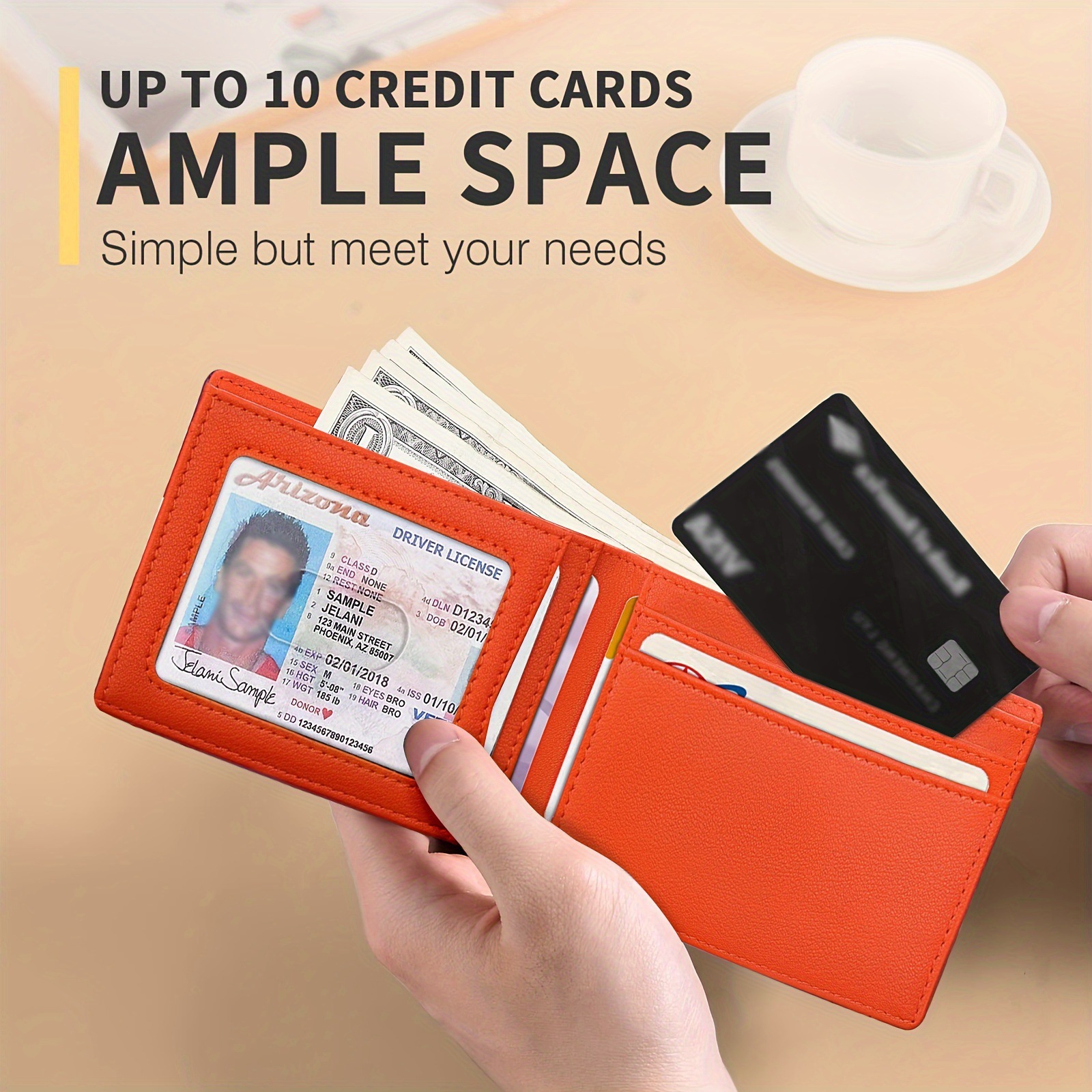 Amazon corto color sólido ultra delgado dólar multi-tarjeta RFID bolso anti-robo bolso de mano de negocios de lujo ligero billetera de hombre