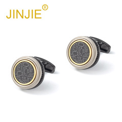 New high-end double-layer black CD disc alloy metal cufflinks for export men's French cufflinks wholesale