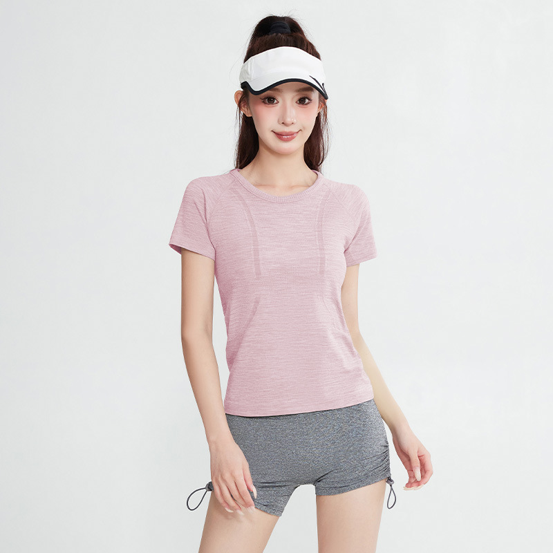 运动短袖瑜伽服女夏季快干透气跑步普拉提瑜伽服健身上衣运动套装|undefined