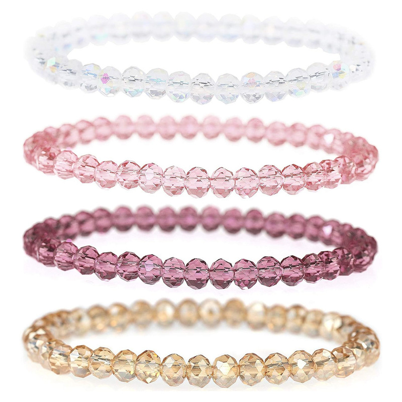 2024 New Bridesmaid Bracelet 6mm Artificial Crystal Four-piece Girlfriend Gift Bracelet Summer Beach Style Bracelet