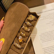 「凝金蜜糖」繁华双金鎏石开口戒女时髦绚丽小众冷淡风食指戒