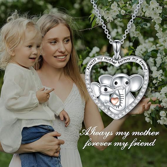 Collana con ciondolo a forma di cuore con elefante per madre e bambino, nuovo modello di vendita, accessori per gioielli da donna_voghion.com