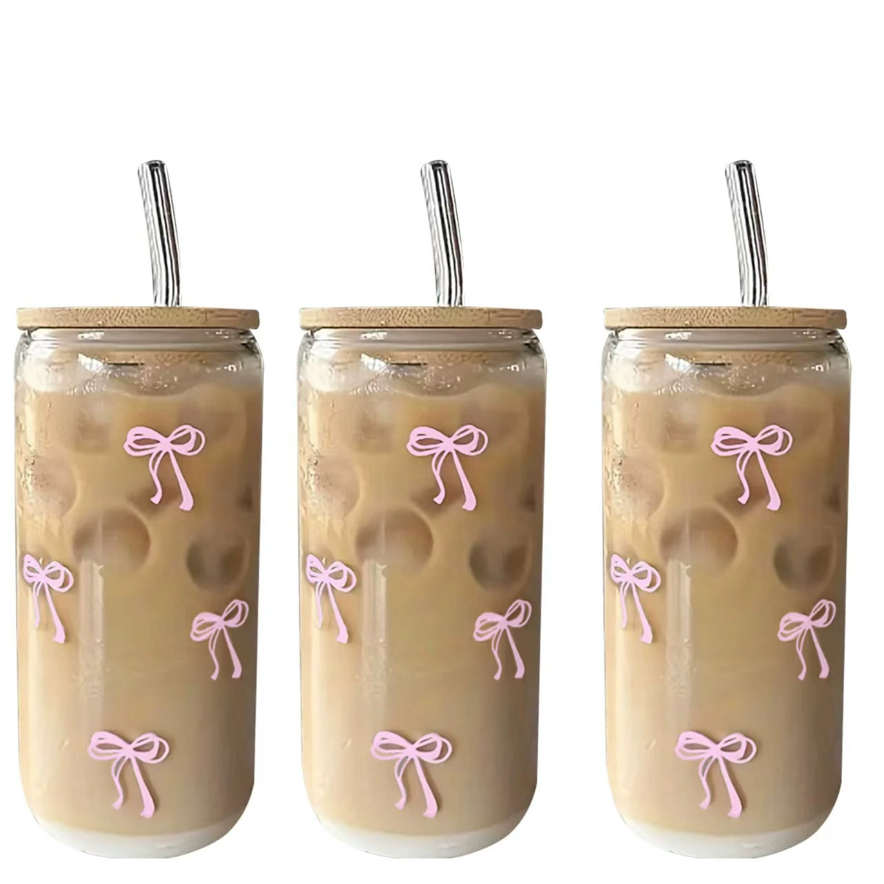 Ст straw with bow with glass, молочный чай, кола, подарок на день рождения