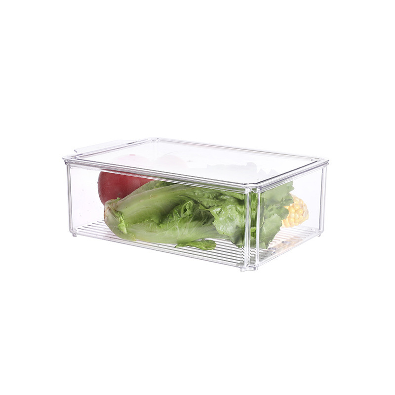 Nuevo transfronterizo PET caja de almacenamiento de refrigerador caja de almacenamiento de grado alimenticio transparente drenaje tapa de flip caja de huevos caja de bolinillos