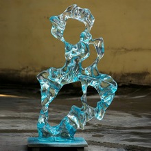 现代新中式透明树脂太湖石桌面摆件办公室家居客厅玄关装饰品