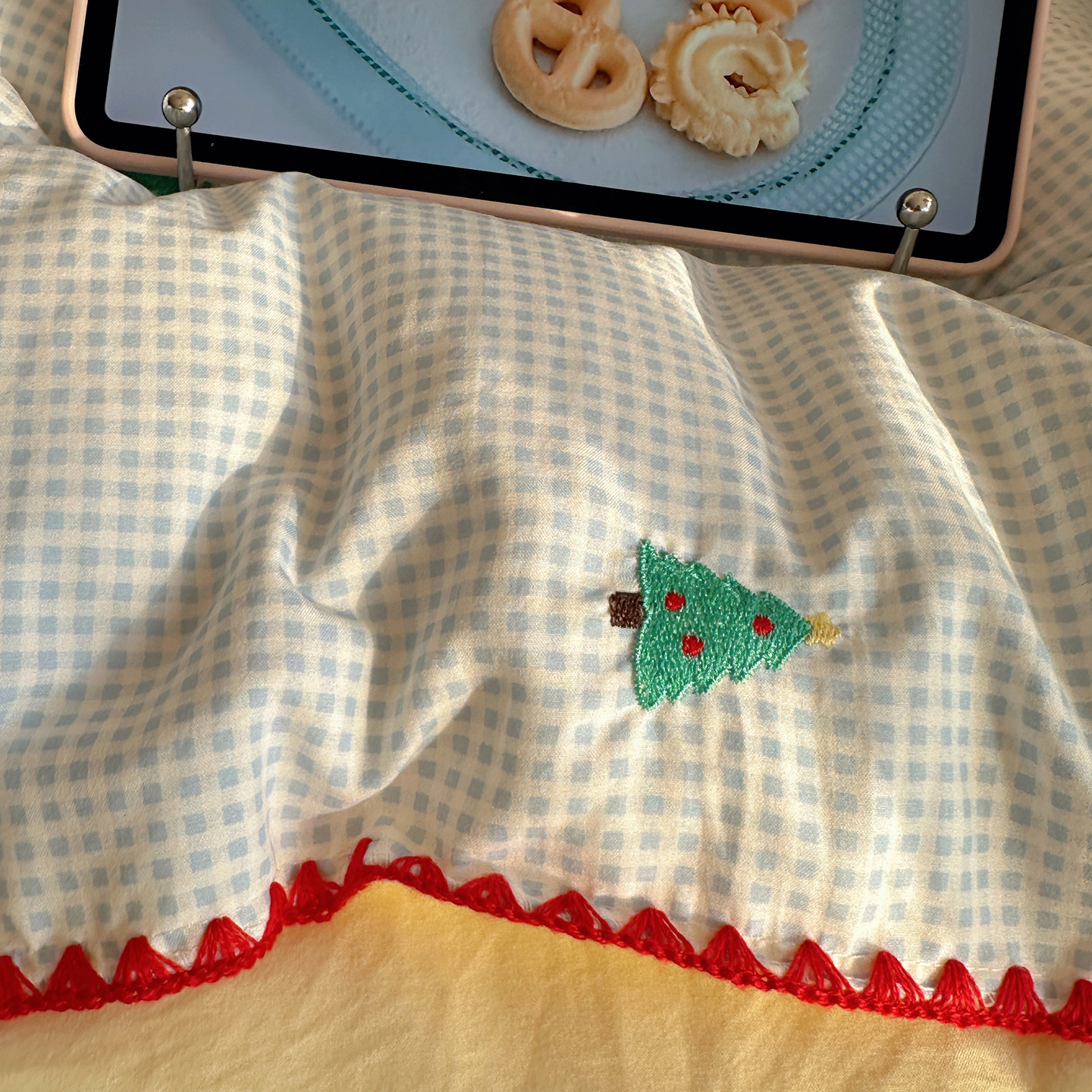 Ice Silk Cooling Duvet Cover Set Pure Cotton Cloud Patterned_voghion.com