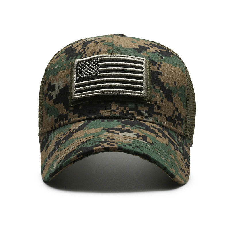 Sello americano Etiqueta de lágrima Velcro gorra al aire libre de protección solar gorra de malla de béisbol táctico hombres camuflaje sombrero transfronterizo