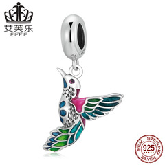 Evela Pure Silver S925 Cross-border Hot Noodles Kingfisher Pendant Bracelet, Colorful Oil Drop Cute Bird Pendant Accessory