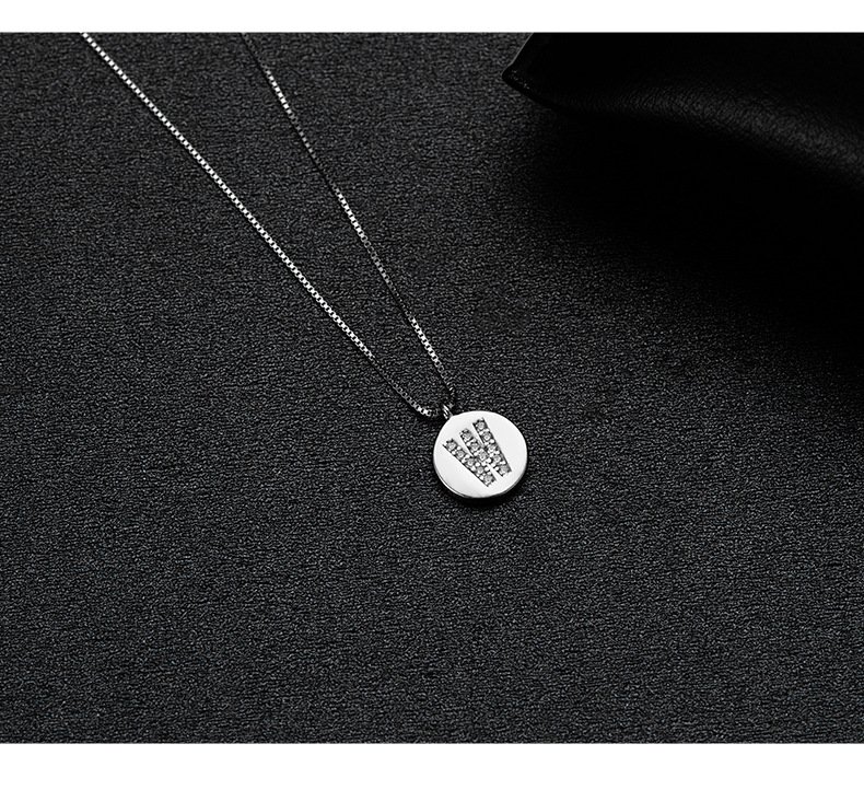 925 Sterling Silver Zircon Box Chain Inlay Letter Pendant Necklace display picture 2