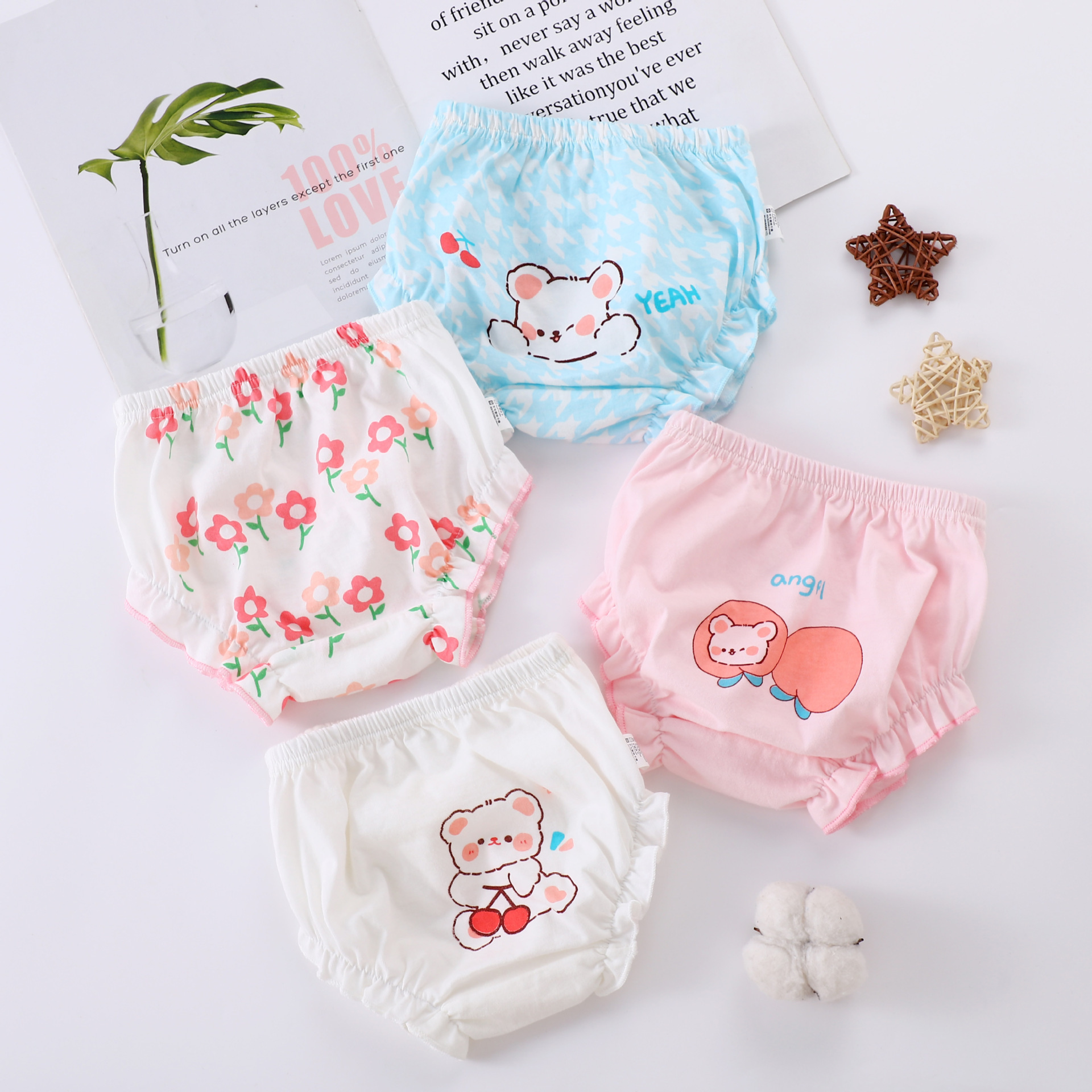 Baby Bread Pants, Thin Pure Cotton, Class a Infant Underwear, Toddler Shorts, Breathable, Urine-Proof, Pure Cotton, Class a