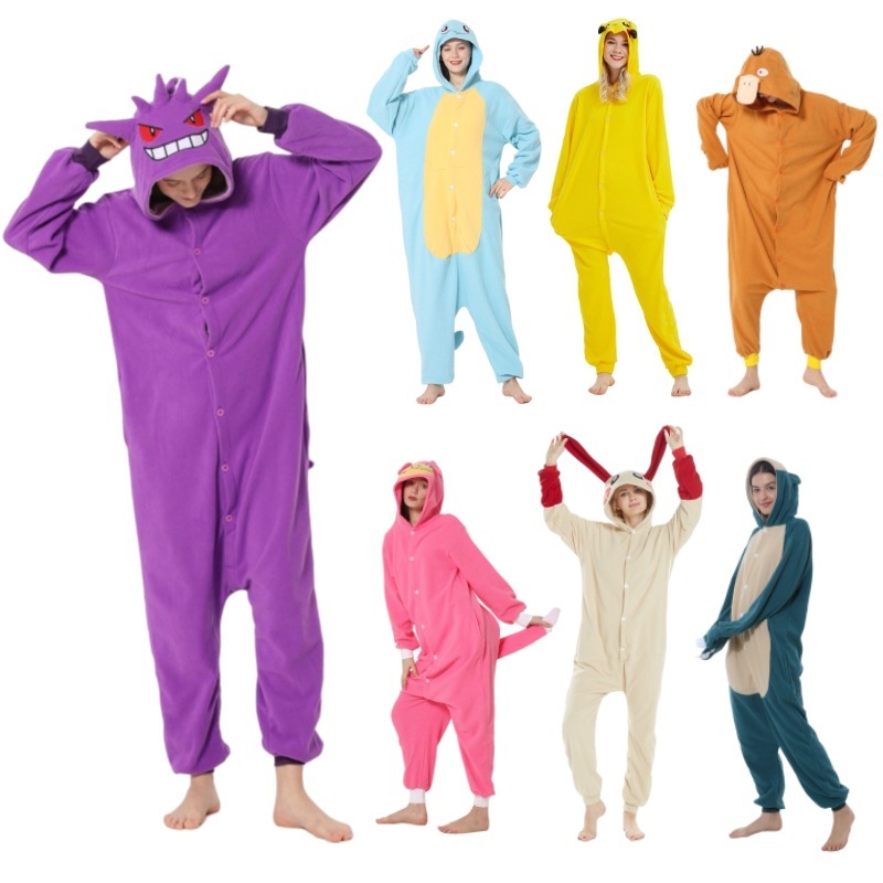 Cross-Border Amazon Polar Fleece Artifact Series Halloween Cartoon Animal Onesie Pajamas Couple Style