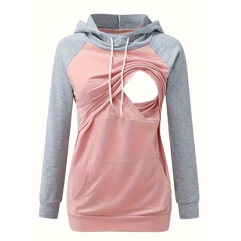 G 60914 Color Block Hoodie Maternity Wear Color-Blocked Hooded Maternity Sweatshirt G 60914 Color Block Hoodie Maternity Wear Color-Blocked Hooded Maternity Sweatshirt