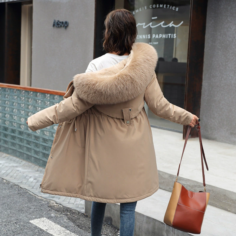 Winter long warm down jacket, European style, mid-length