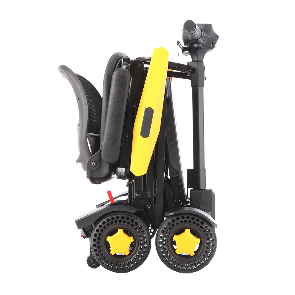 Foldable elderly mobility scooter, four-wheel electric portable elderly power-assisted vehicle, travel electric scooter, portable, auxiliary, lightweight