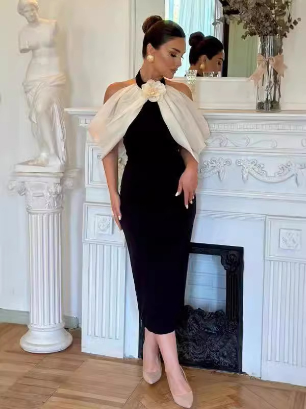 black sexy elegant evening dress sleevless