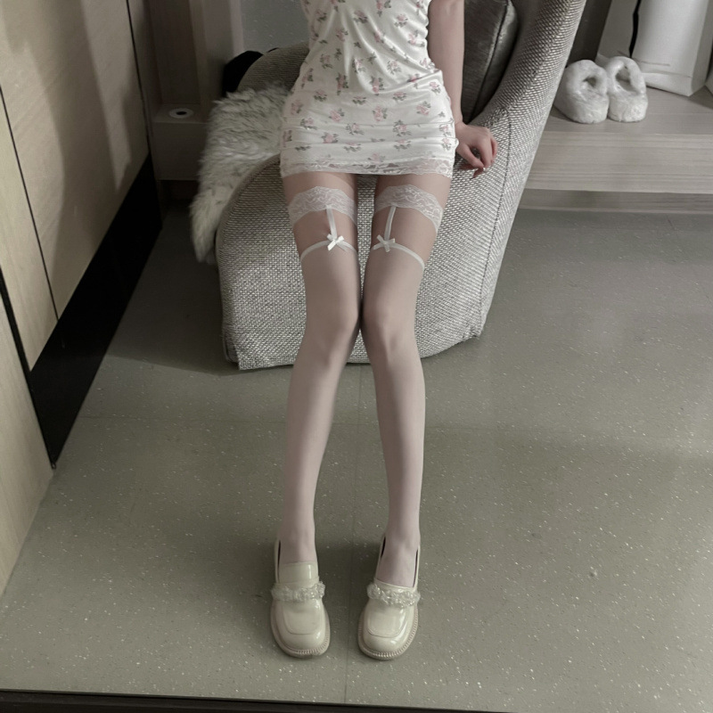 Black Stockings, Sexy Lace One-Piece Suspender Leg Ring Stockings, Stockings, Half-Length Over-The-Knee Ultra-Thin Fishnet Suspender Stockings Sy