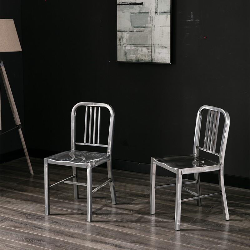 American Navy Chair Metal square tube dining chair simple industrial style iron chair durable Workshop Coffee Shop Bar