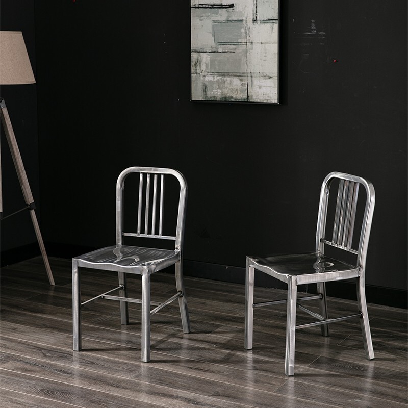 American Navy Chair Metal square tube dining chair simple industrial style iron chair durable Workshop Coffee Shop Bar