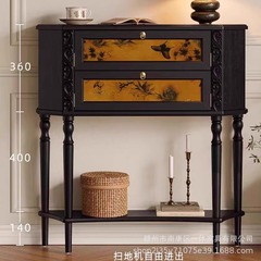 フランス式レトロ玄関戸棚実木黒香雲紗客間入戸装飾戸棚中古風展示戸棚玄関台