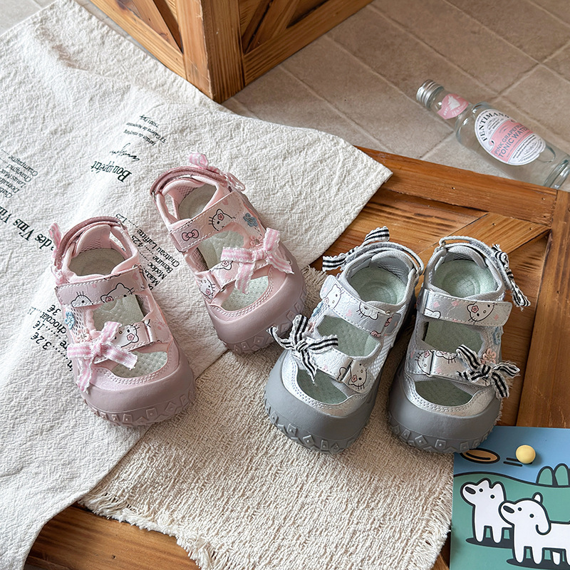 Fashionable soft children's sports sandals with bow