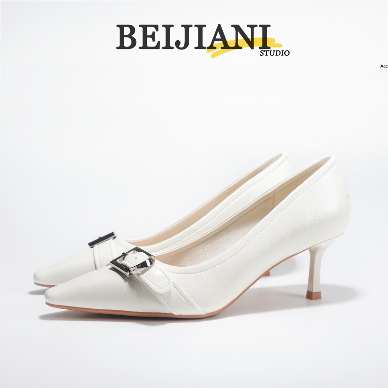 Beijiani 919-1 Versatile Designer French-Style Elegant Belt Buckle High-Heeled Shoes for Women with Pointed Toe and Thin Heels Beijiani 919-1 Versatile Designer French-Style Elegant Belt Buckle High-Heeled Shoes for Women with Pointed Toe and Thin Heels