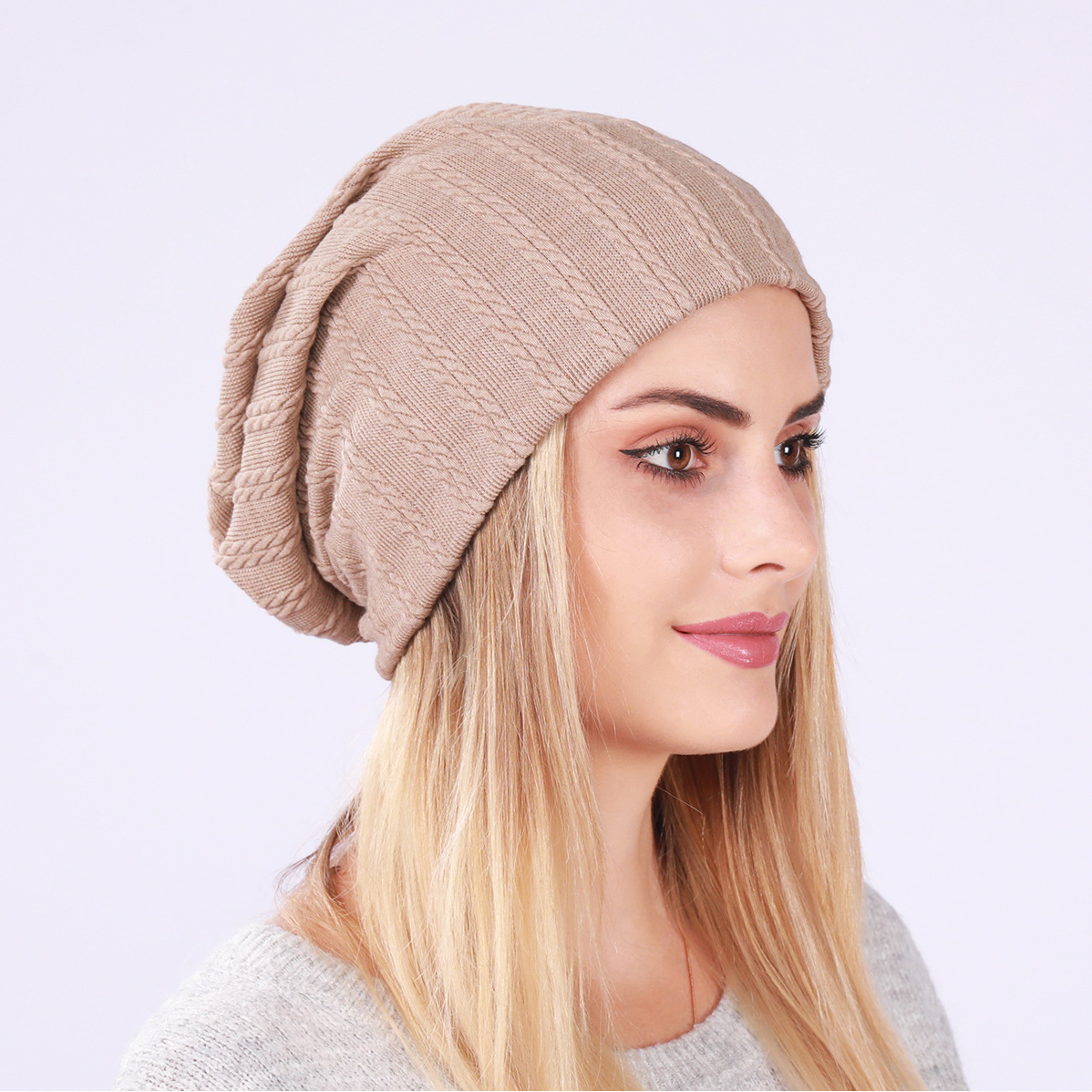 Pullover modello lino da donna nuovo uomo primavera e autunno sottile doppio strato copricapo panno di cotone tinta unita cappello in pile_voghion.com