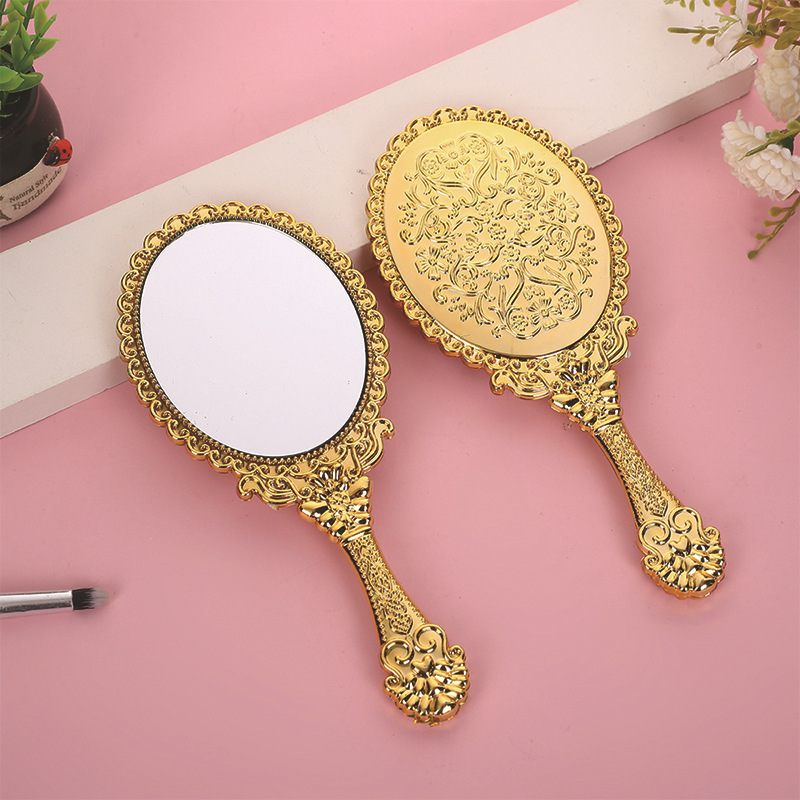Espejo de encaje retro galvanizado de plástico, espejo de mano, espejo de maquillaje portátil, espejo de vestir antiguo, espejo de vestir creativo image 10