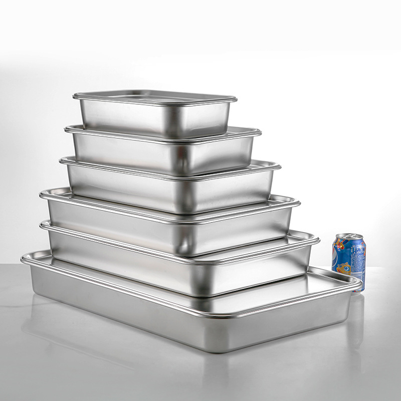 Especial de acero inoxidable cuenca cuadrada plana placa rectangular bandeja cantina cuenca de verduras buffet comercial plato de arroz al vapor