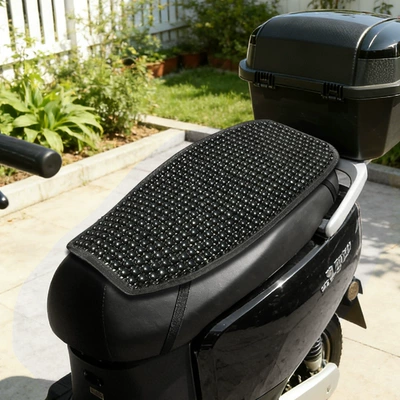 Universal Electric Vehicle Seat Cushion, Summer Breathable Wooden Bead Seat Pad, Non-Slip, Sun Protection, Electric Bike Seat Cover, Cooling Pad Wholesale (Electric car cushion) - black
