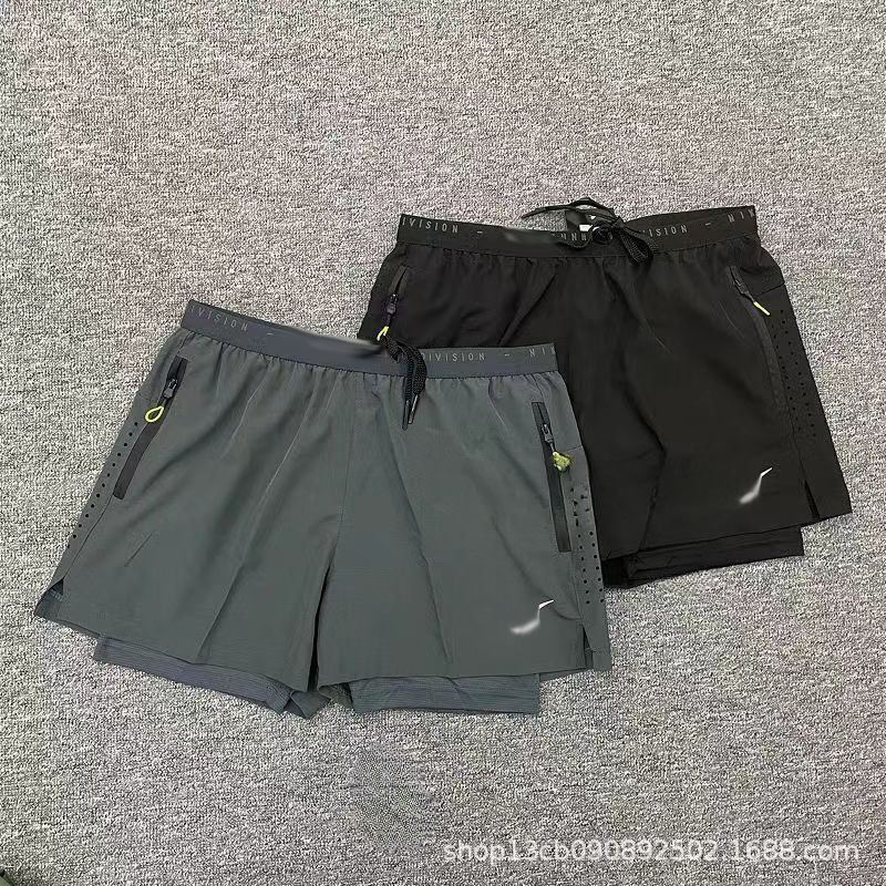 25 New Summer Sports Fitness Running Shorts Quick-Drying Breathable Loose Non-Restraint Fake Two-Piece Marathon Men