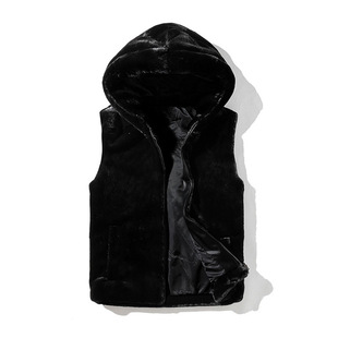 Trendy Socialite Style 2024 New Faux Mink Hooded Men's Vest with Fur Trim