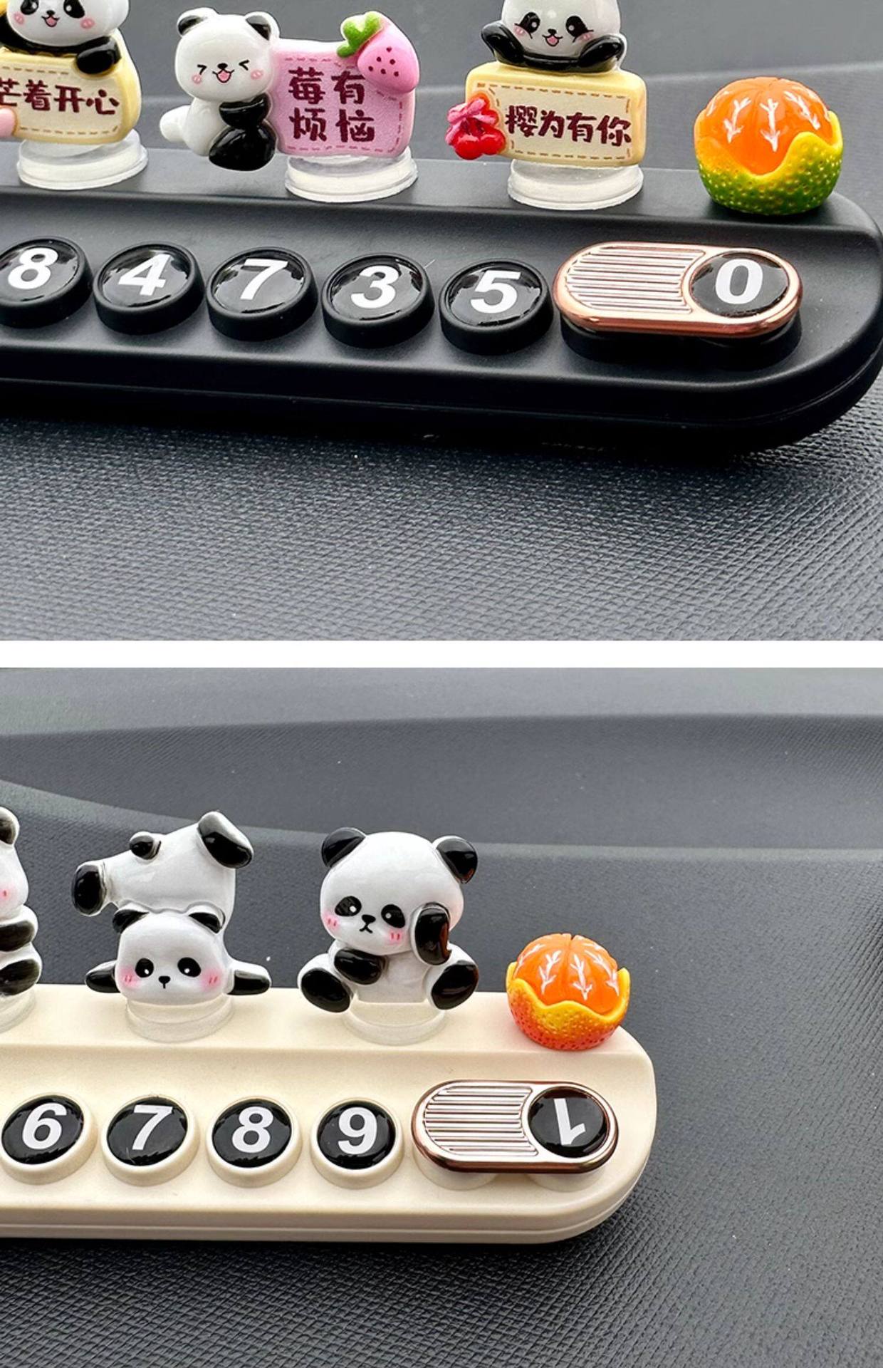 Temporary Parking Number Plate, Creative and Cute Panda Car Phone Number Plate, Car Interior Decoration, Moving Car Ornament